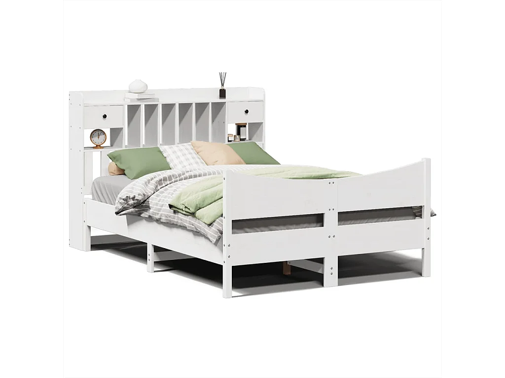 Cadre de lit sans matelas blanc 160x200 cm bois de pin massif