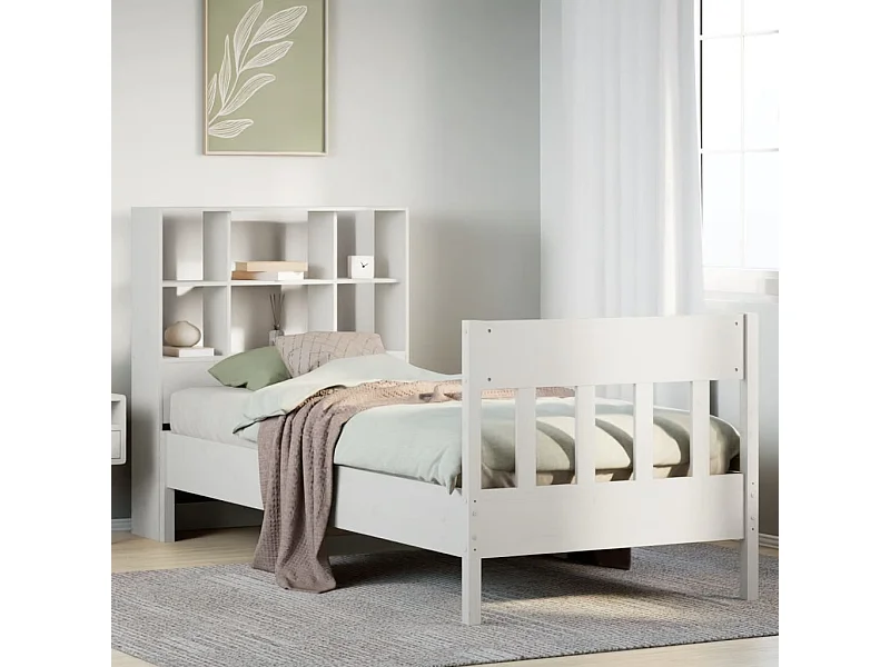 Cama sem colchão 90x190 cm madeira de pinho maciça branco