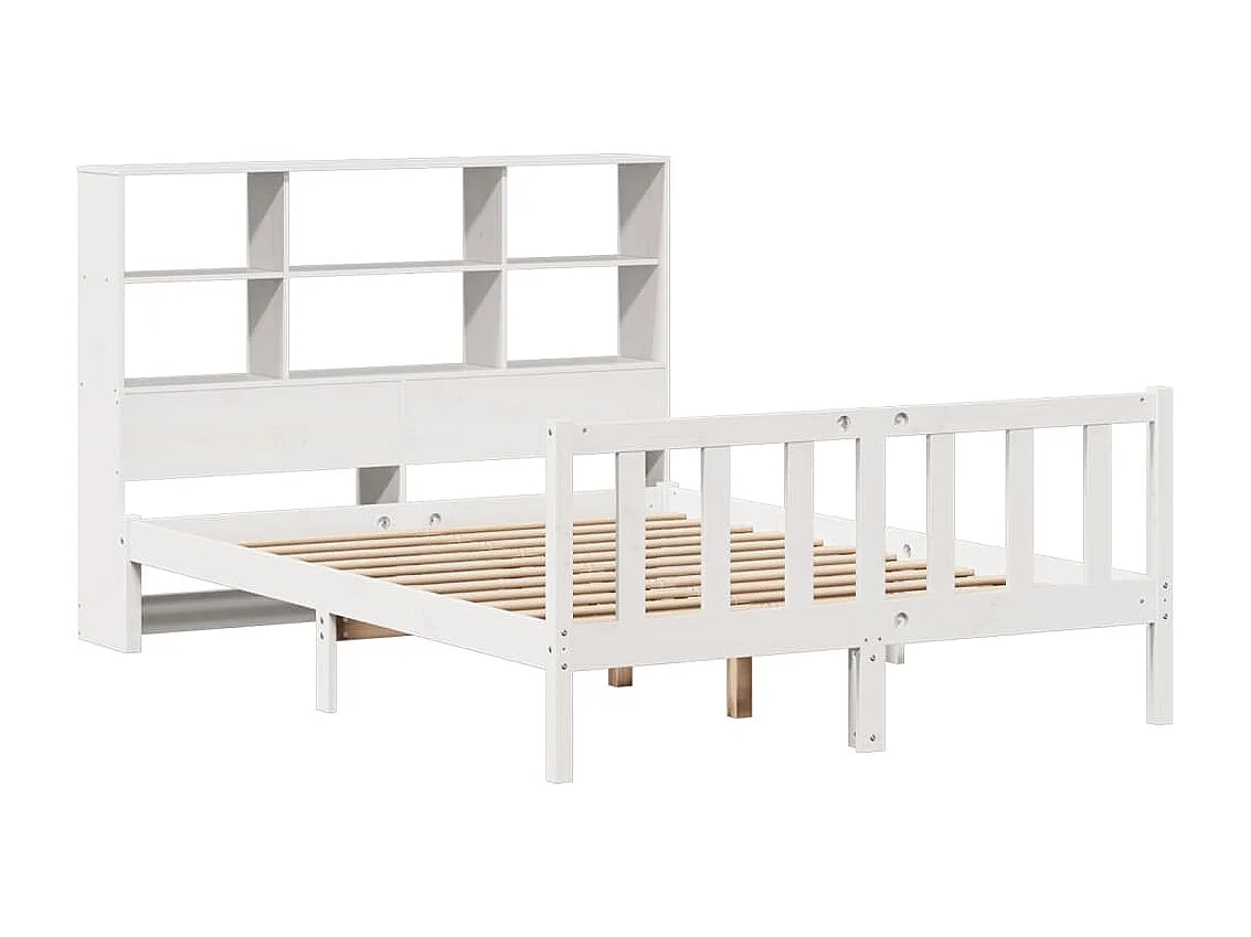 Cama com estante sem colchão 140x200 cm pinho maciço branco
