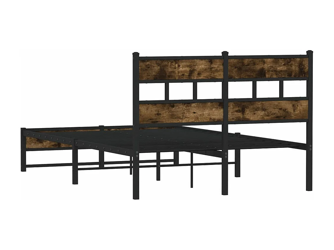 Estrutura de cama sem colchão 120x190 cm metal carvalho fumado