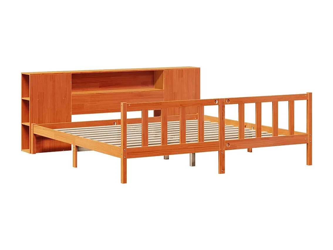 Cama com estante sem colchão 200x200 cm pinho maciço