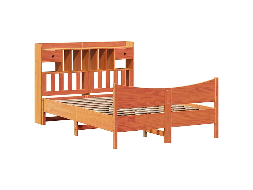 Cama sem colchão 140x190 cm pinho maciço castanho-mel