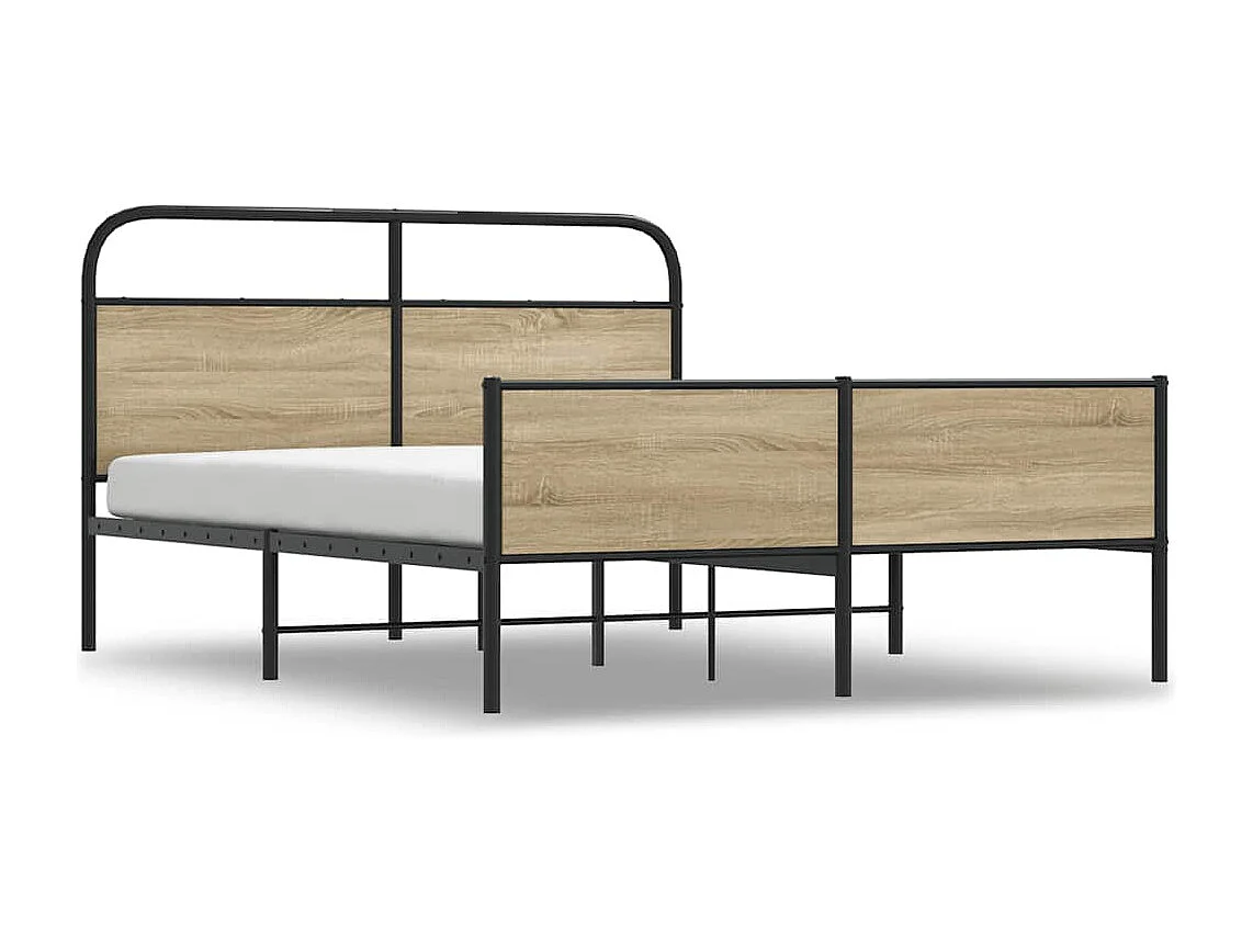 Cadre de lit en métal sans matelas chêne fumé 180x200 cm