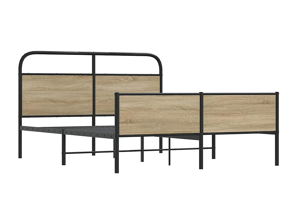 Cadre de lit en métal sans matelas chêne fumé 180x200 cm