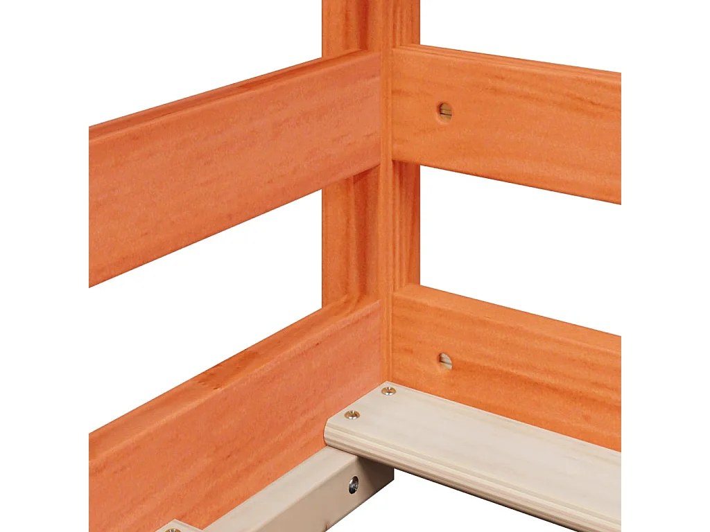 Lit pour enfants et toit cire marron 100x200 cm bois massif pin