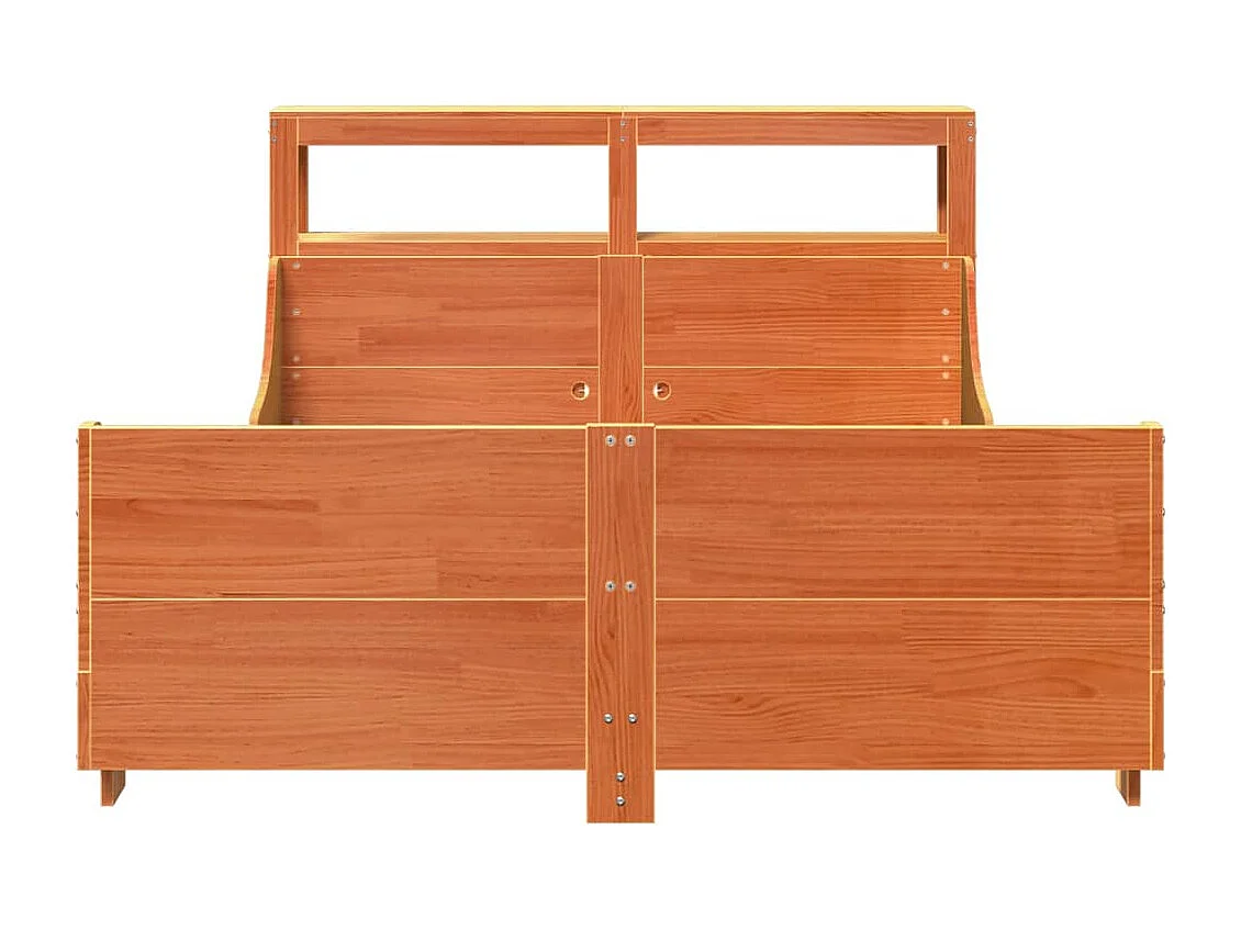 Cama sem colchão 135x190 cm madeira pinho maciça castanho-mel