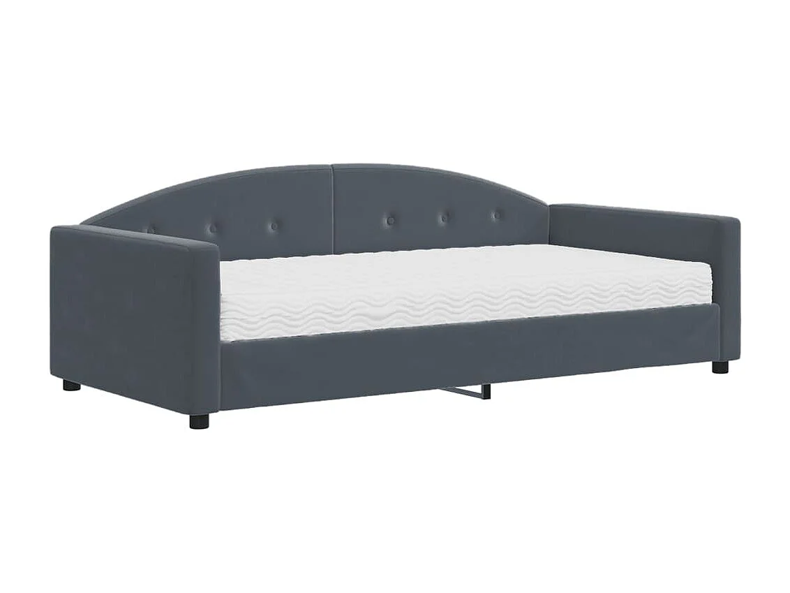 Lit de jour avec matelas gris foncé 100x200 cm velours