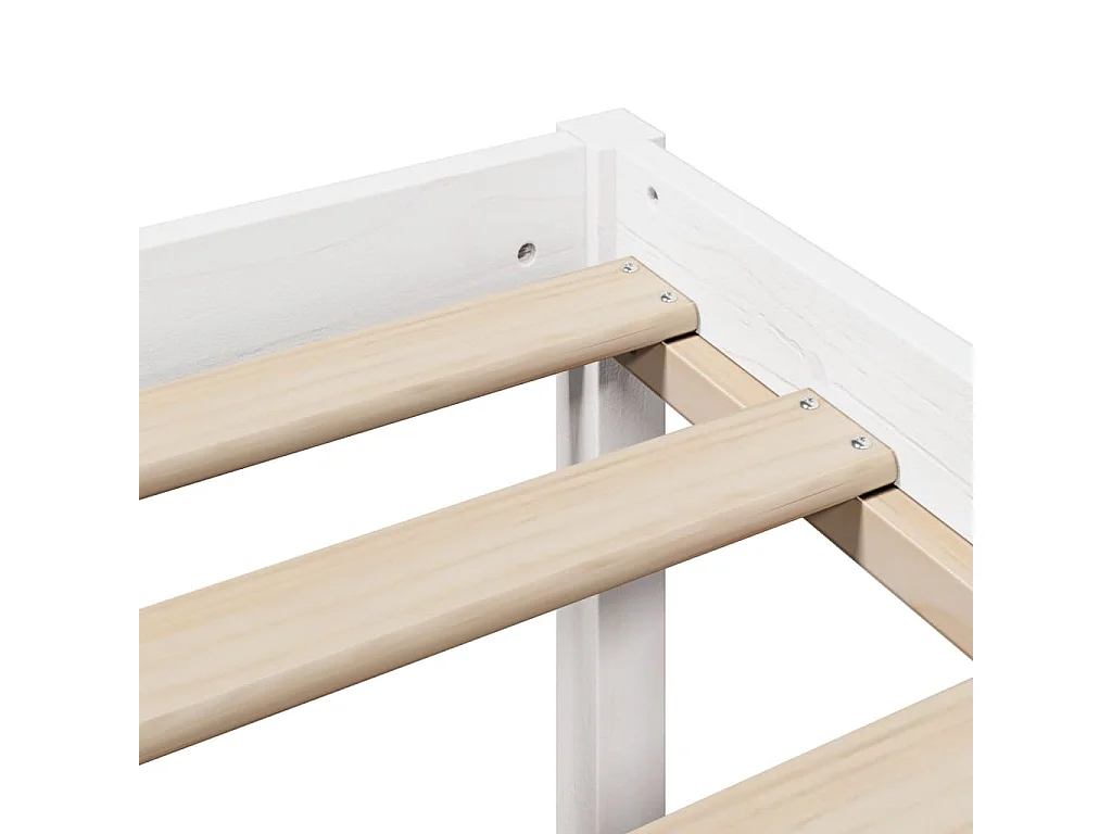 Lit bibliothèque sans matelas blanc 150x200 cm bois pin massif