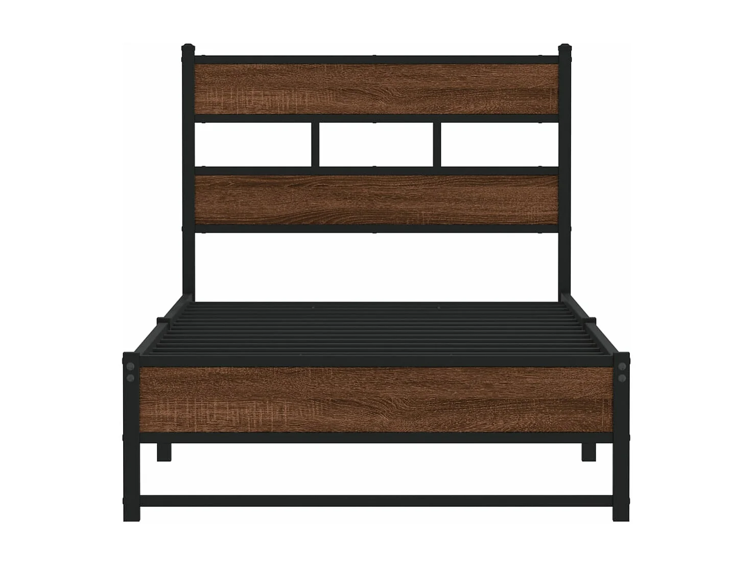 Cadre de lit en métal sans matelas chêne marron 75x190 cm