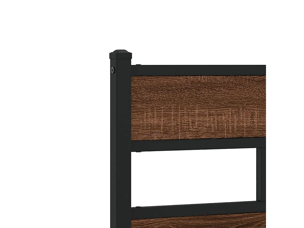 Cadre de lit en métal sans matelas chêne marron 75x190 cm