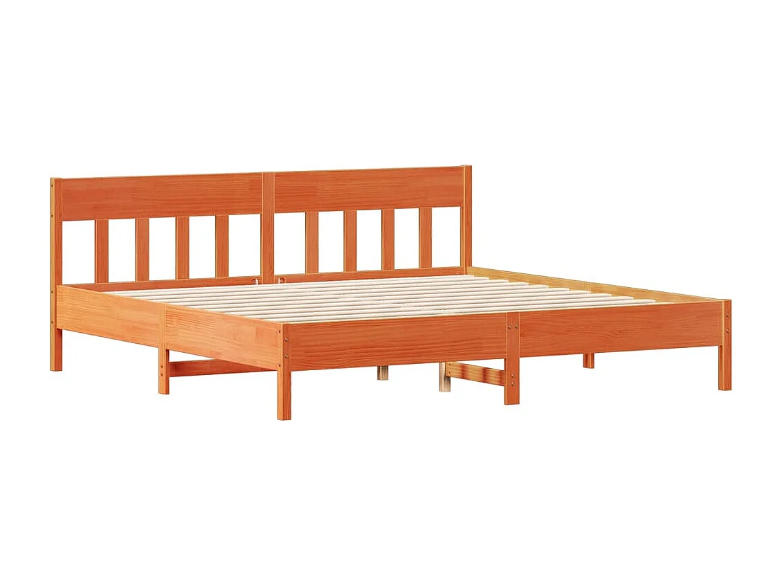 Lit bibliothèque sans matelas cire marron 200x200 cm pin massif