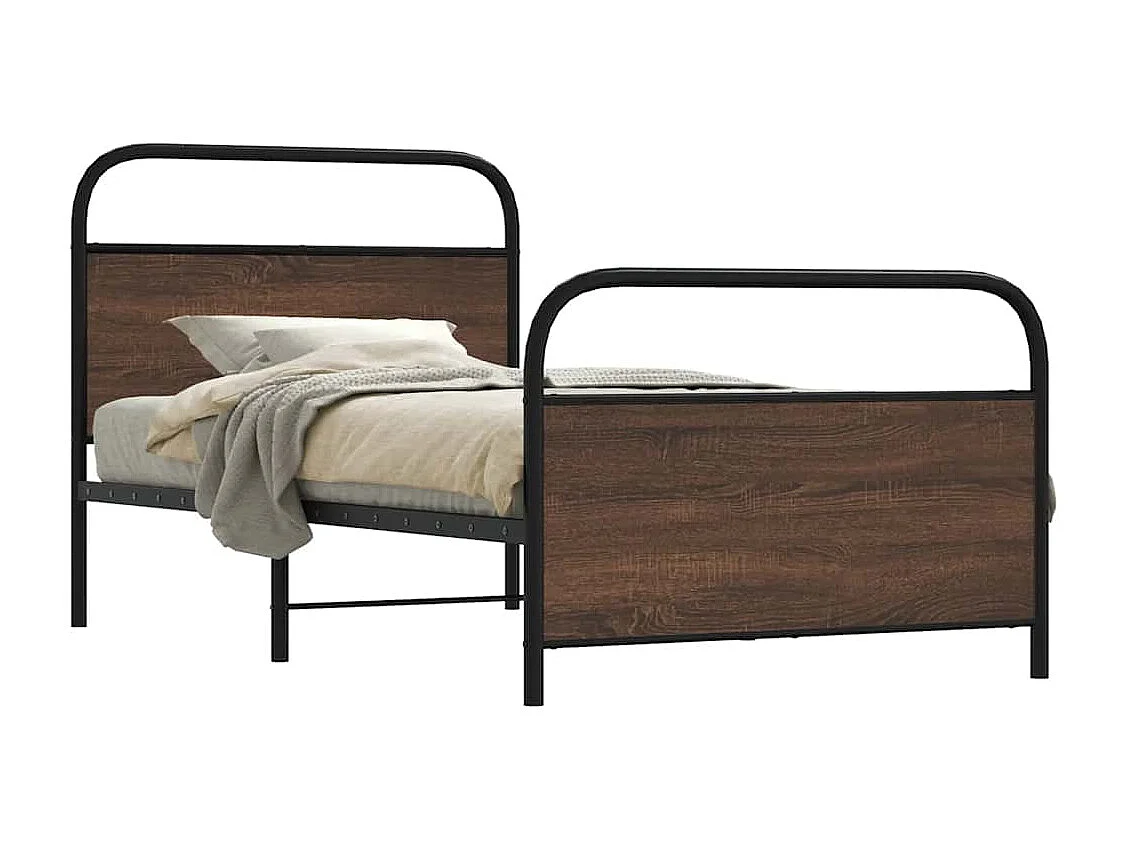 Estructura de cama sin colchón 100x200 cm madera marrón roble
