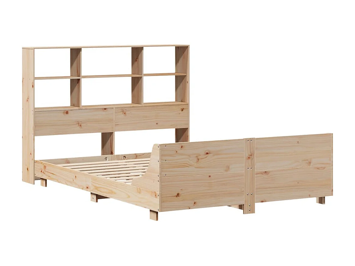 Estructura de cama sin colchón madera maciza de pino 140x190 cm