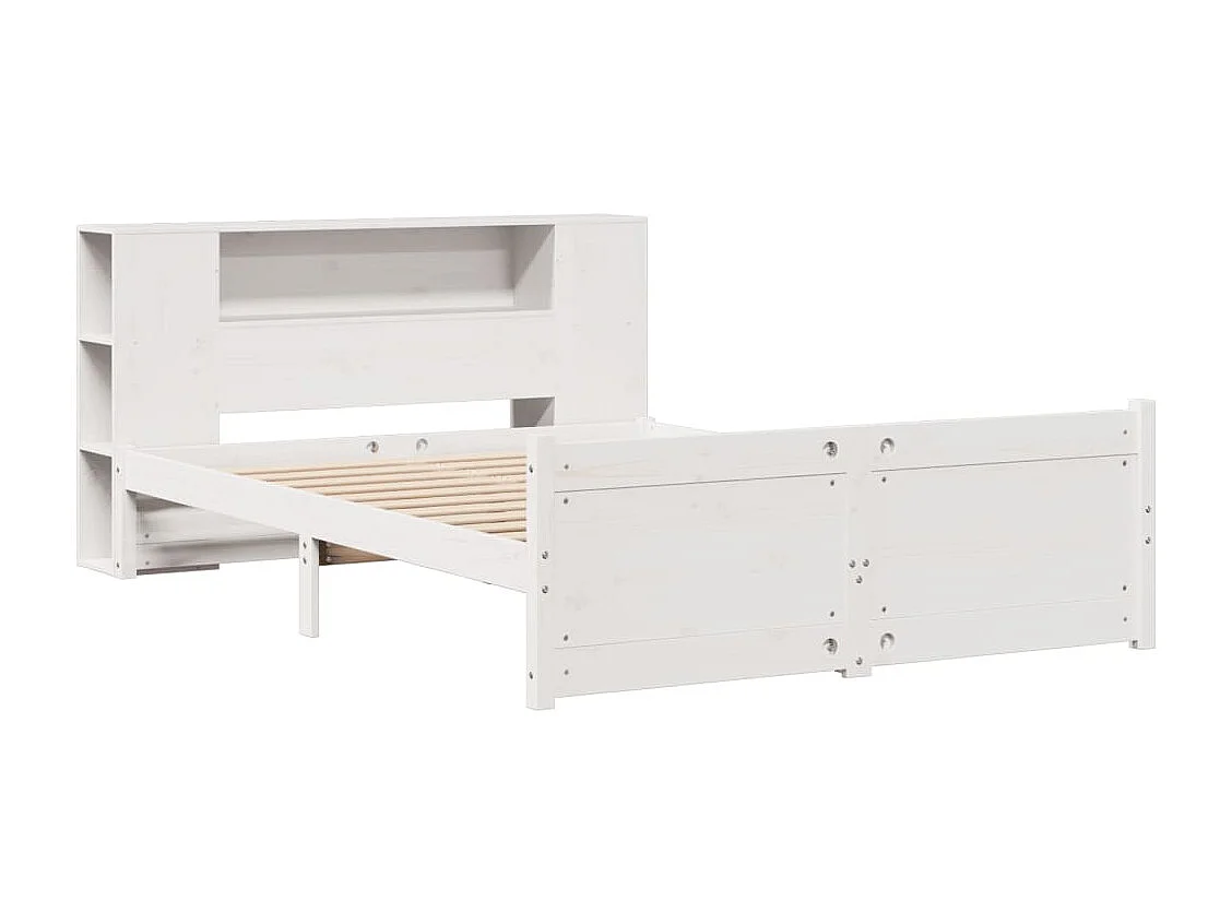 Cama com estante sem colchão 140x190 cm pinho maciço branco
