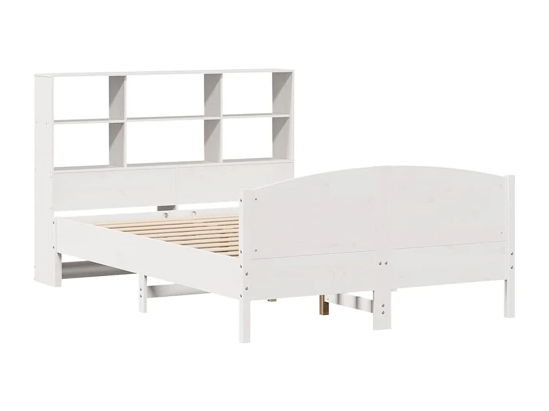 Cama com estante sem colchão 120x200 cm pinho maciço branco
