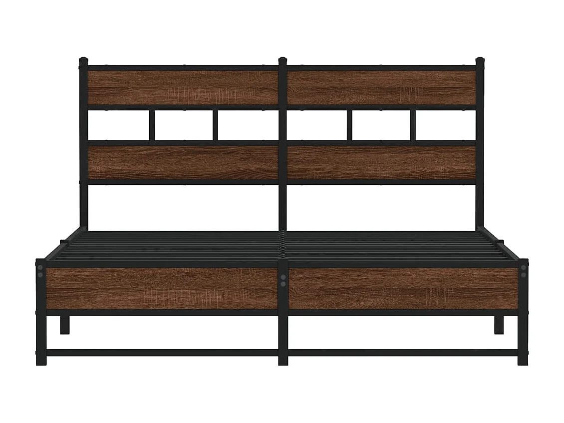 Estructura de cama sin colchón metal marrón roble 140x200 cm