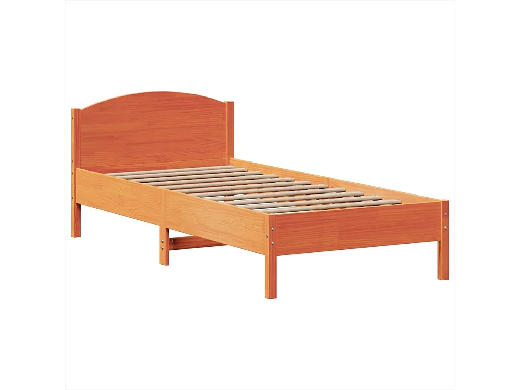Cama con estantería sin colchón madera maciza marrón 100x200 cm