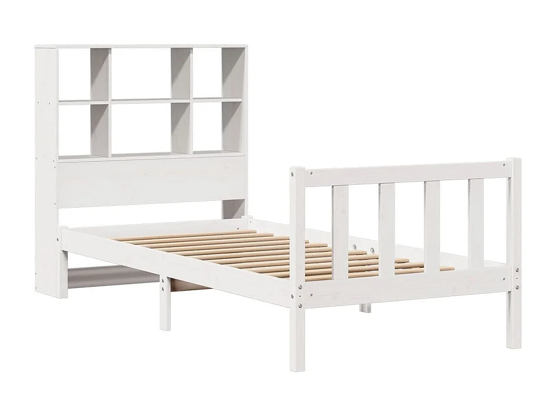 Cama com estante sem colchão 90x190 cm pinho maciço branco