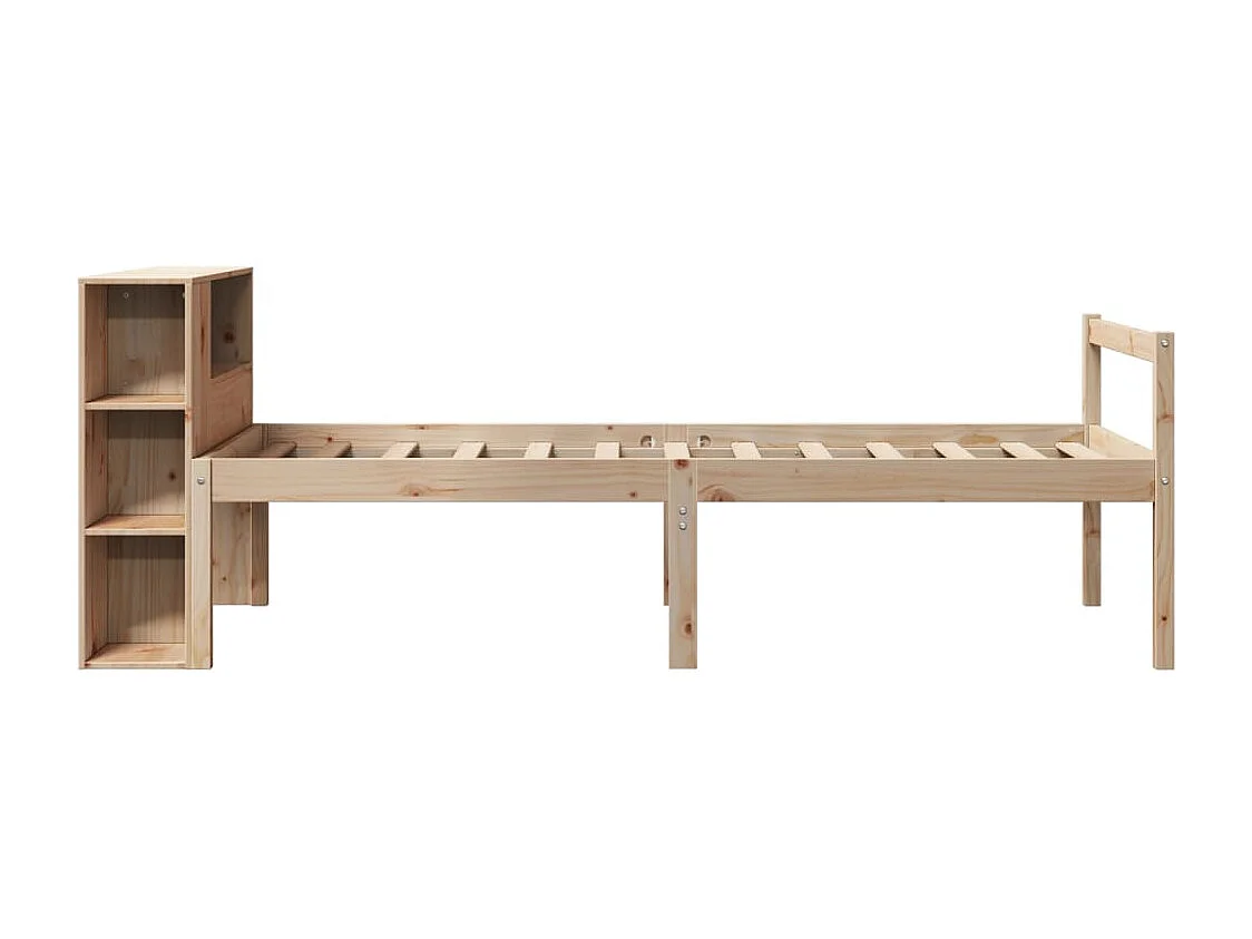 Cama con estantería sin colchón madera maciza de pino 75x190 cm