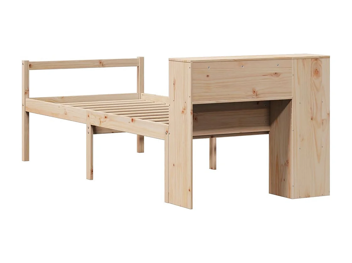 Cama con estantería sin colchón madera maciza de pino 75x190 cm