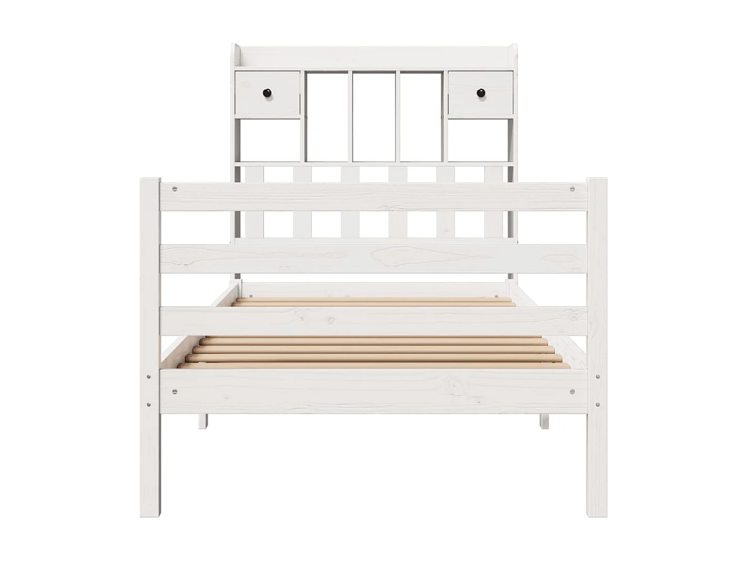 Cama com estante sem colchão 75x190 cm pinho maciço branco
