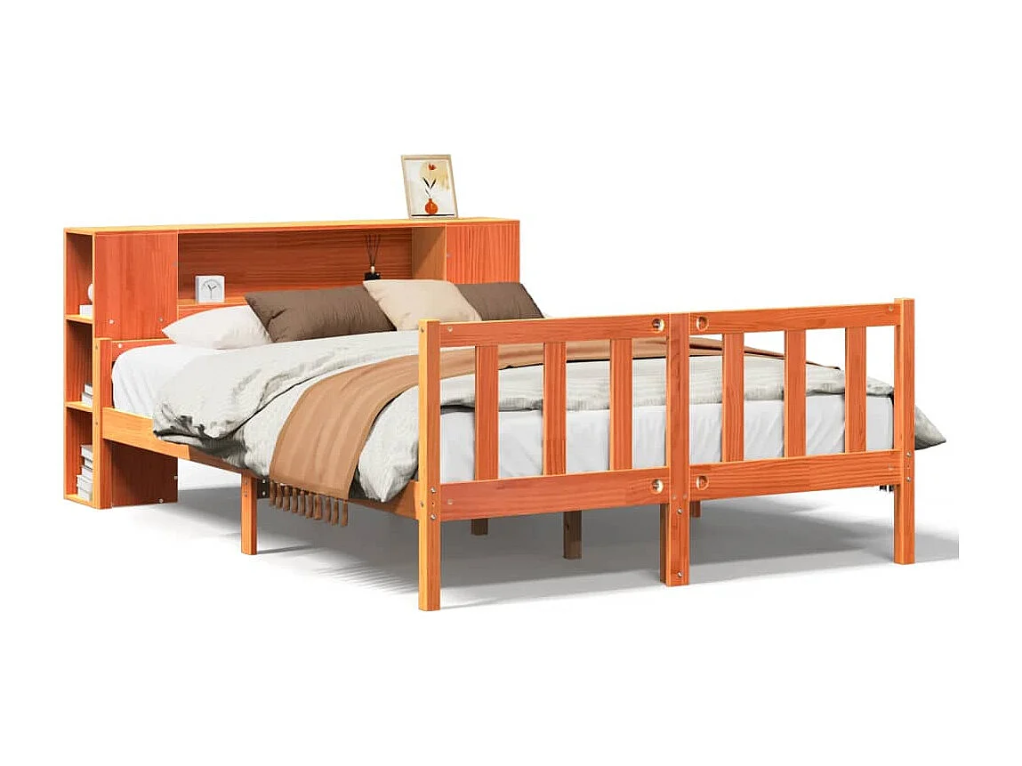 Cama com estante sem colchão 160x200 cm madeira maciça
