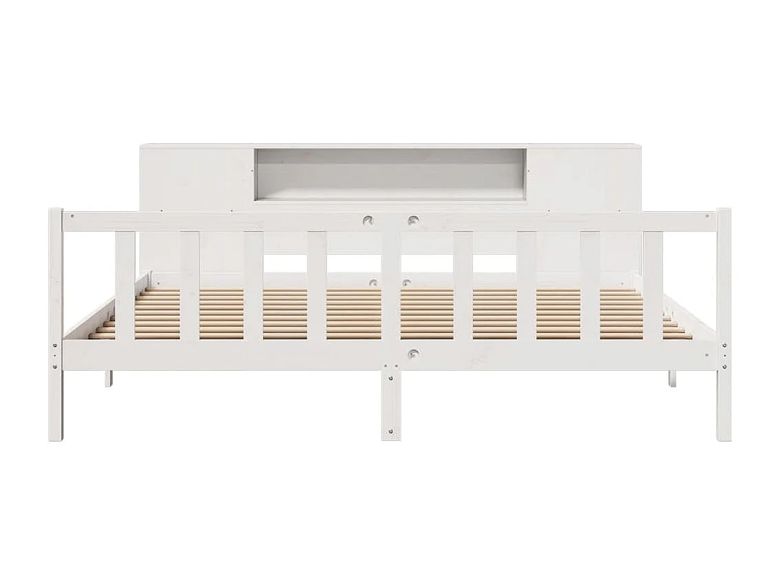 Lit bibliothèque sans matelas blanc 180x200 cm bois pin massif