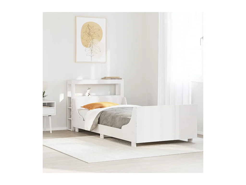 Estructura de cama sin colchón madera maciza blanca 75x190 cm