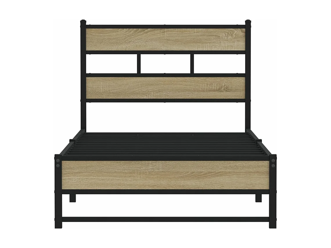 Estructura de cama sin colchón metal roble Sonoma 100x200 cm