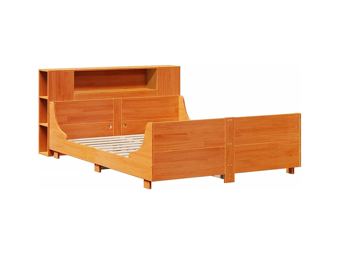 Cama sem colchão 160x200 cm madeira pinho maciço castanho-mel