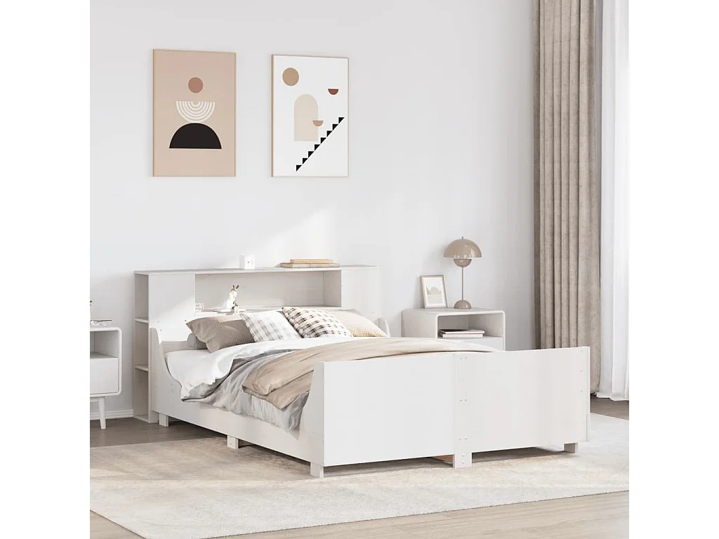 Estructura de cama sin colchón madera de pino blanca 140x200 cm