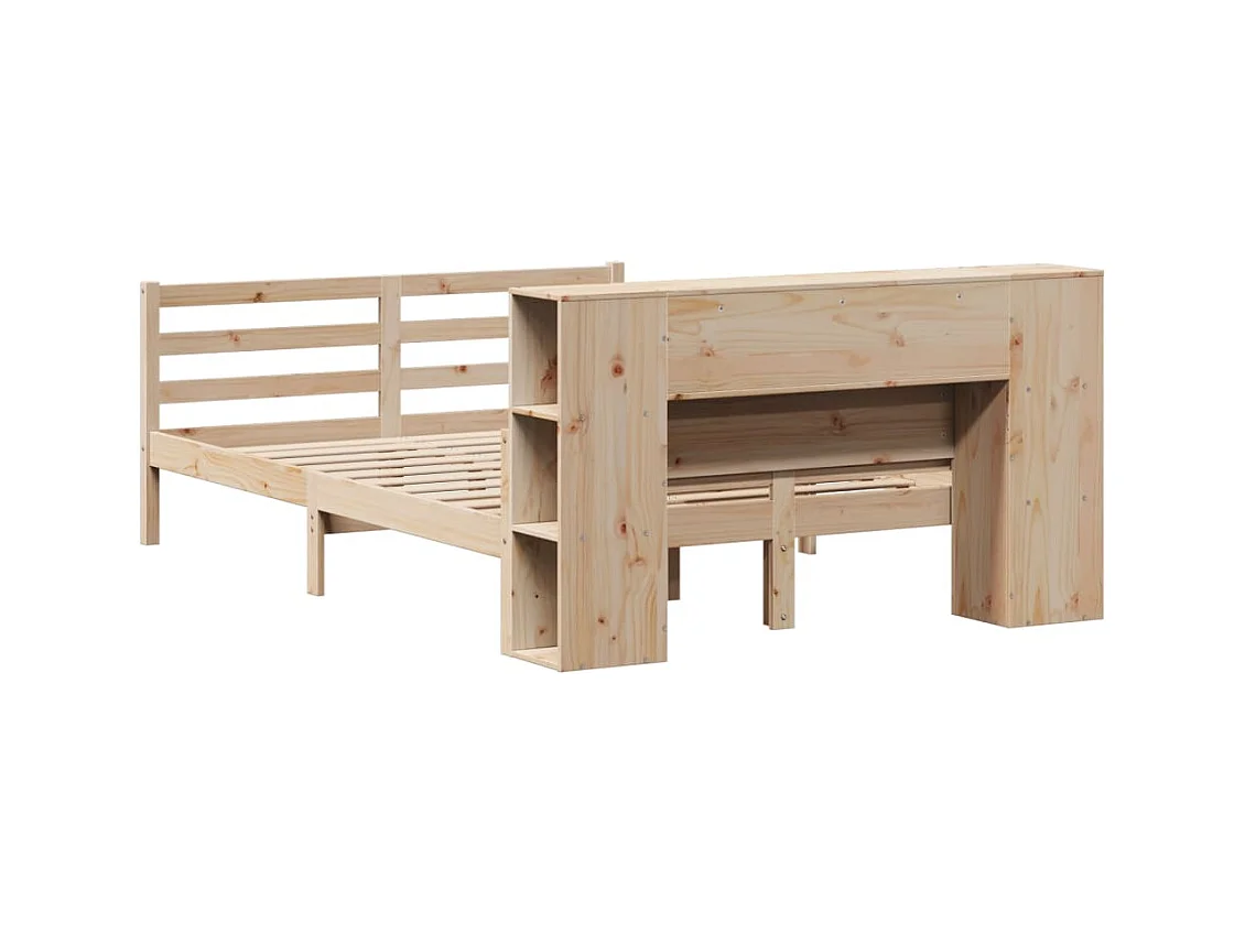 Lit bibliothèque sans matelas 140x190 cm bois de pin massif