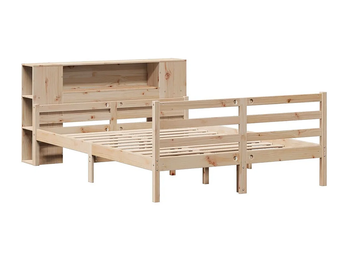 Lit bibliothèque sans matelas 140x190 cm bois de pin massif