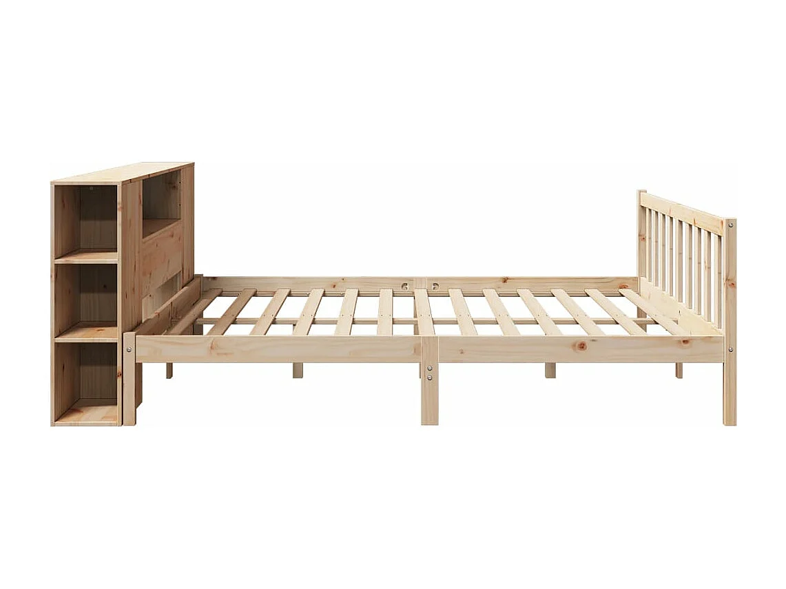 Lit bibliothèque sans matelas 200x200 cm bois massif de pin