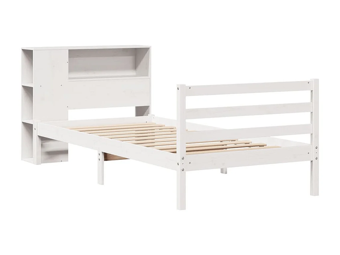 Cama com estante sem colchão 90x200 cm pinho maciço branco