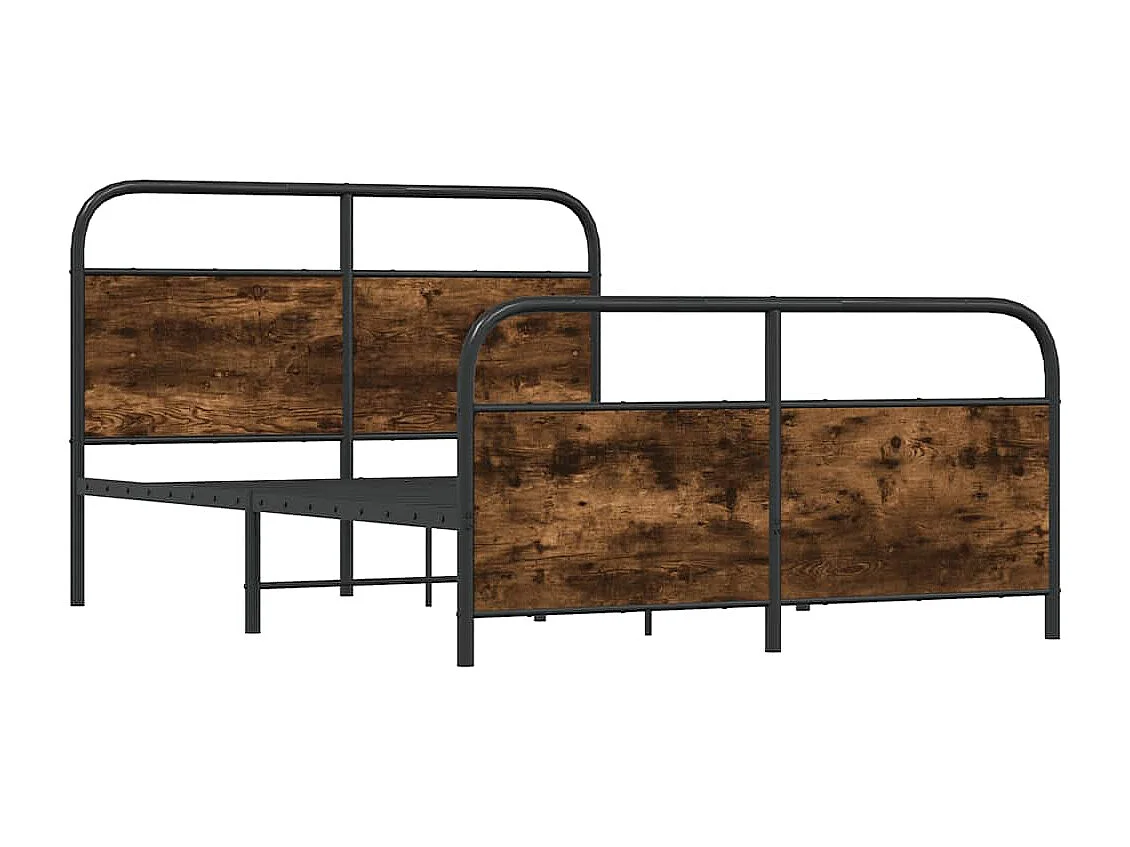 Estrutura de cama sem colchão 140x200 cm metal carvalho fumado