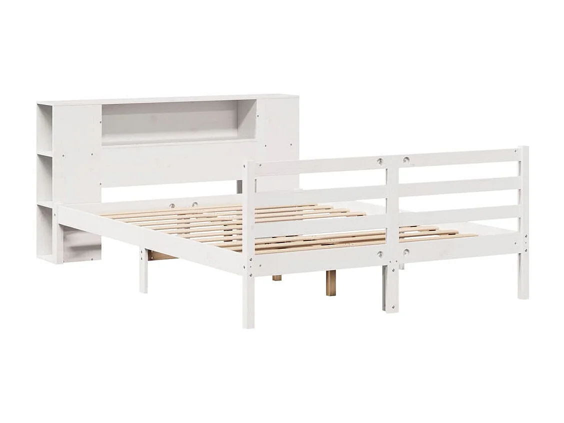 Cama com estante sem colchão 135x190 cm pinho maciço branco