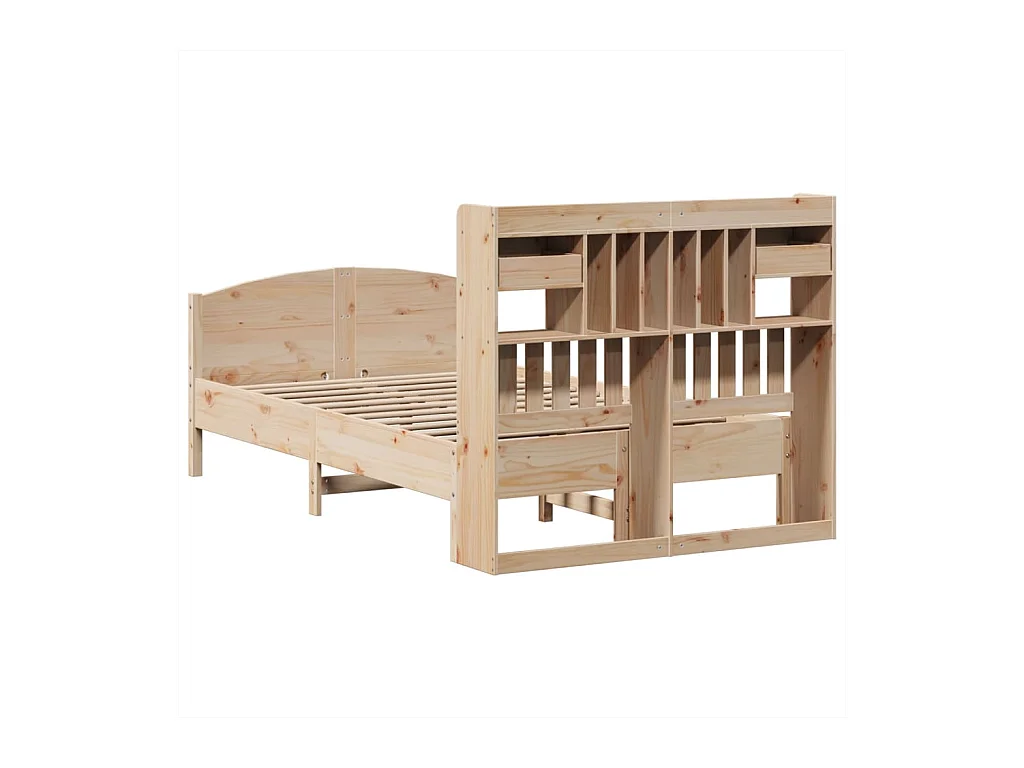 Lit bibliothèque sans matelas 135x190 cm bois de pin massif