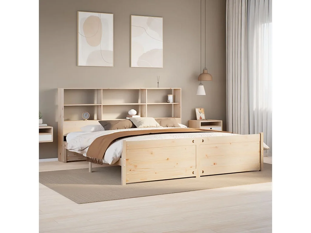 Cama com estante sem colchão 180x200 cm pinho maciço