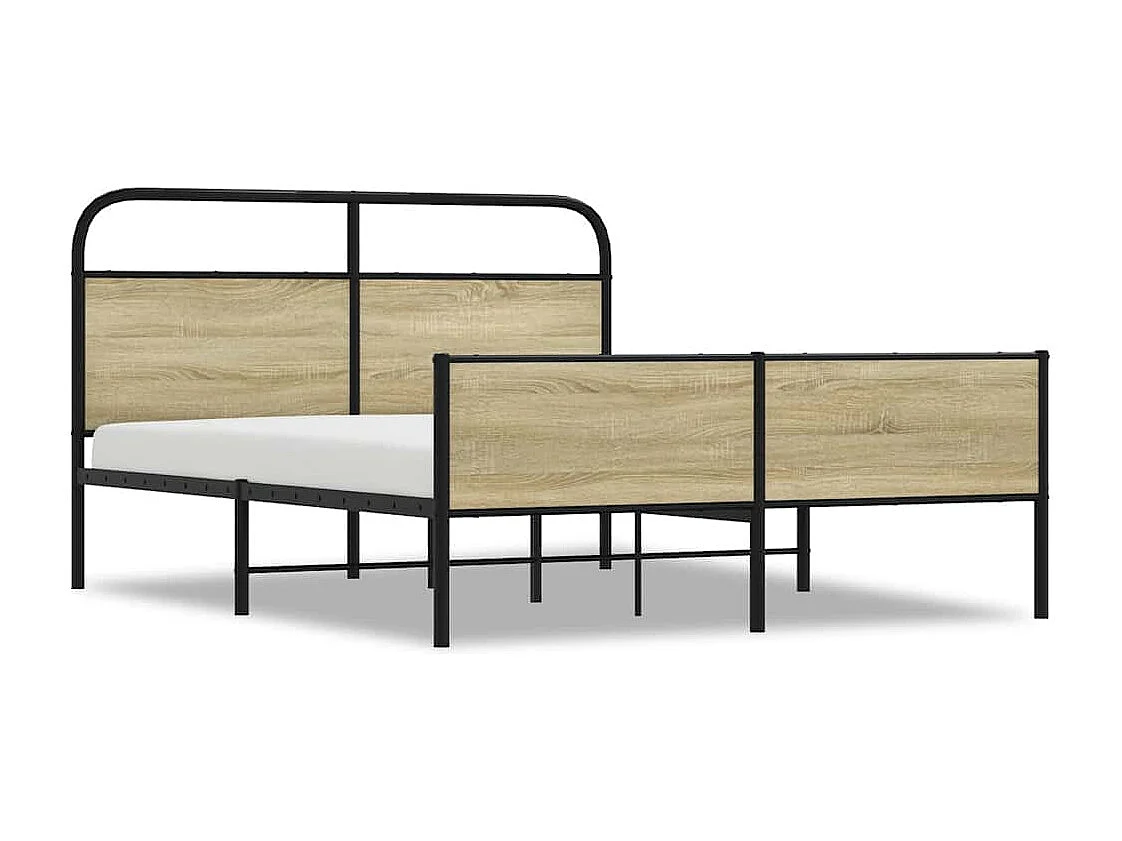 Estructura de cama sin colchón metal roble Sonoma 150x200 cm