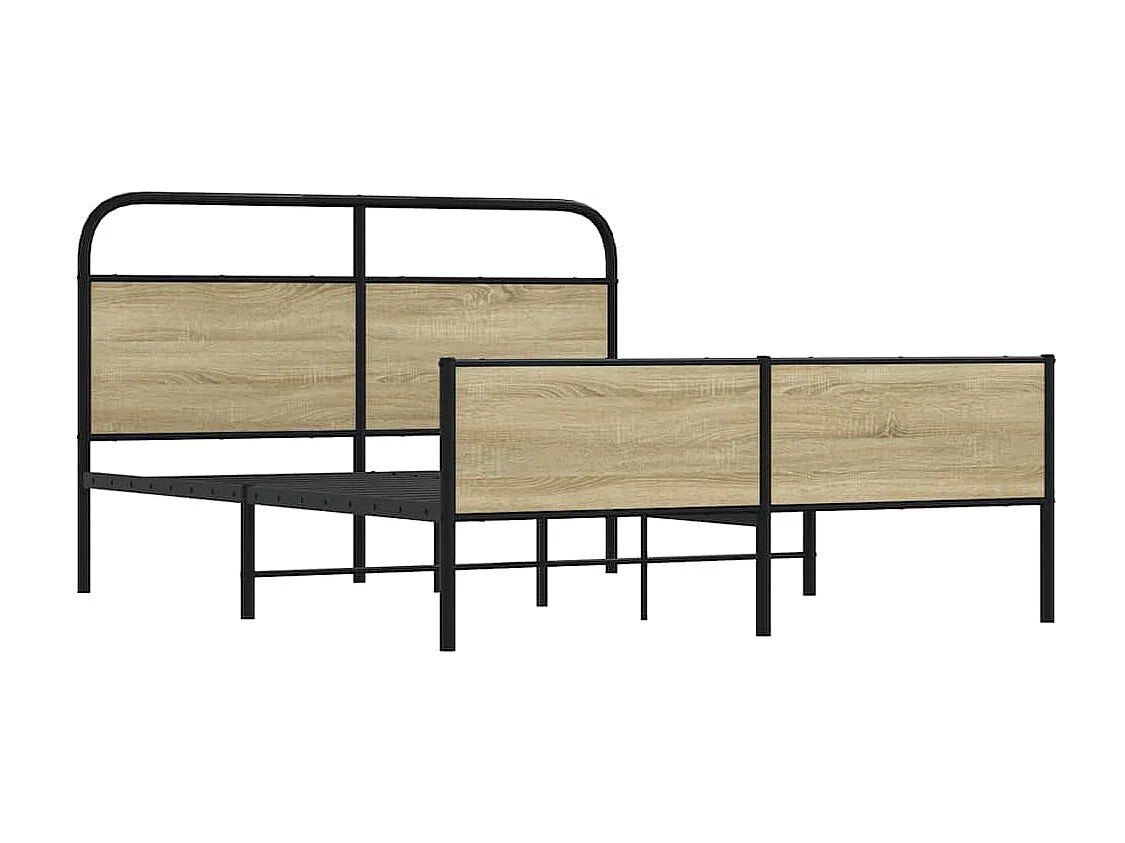 Estrutura de cama sem colchão 150x200cm metal carvalho sonoma