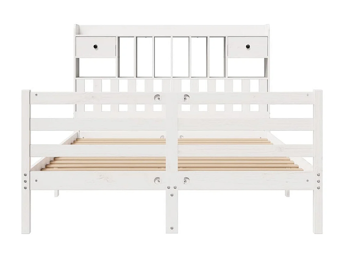 Lit bibliothèque sans matelas blanc 150x200 cm bois pin massif