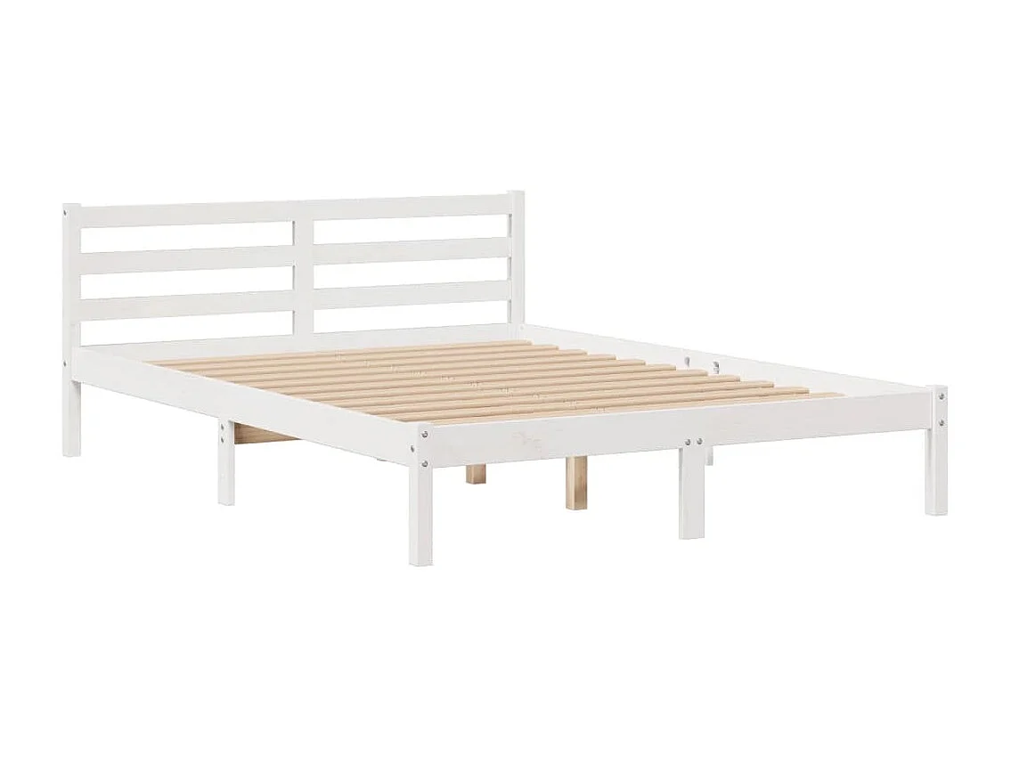 Lit bibliothèque sans matelas blanc 150x200 cm bois pin massif