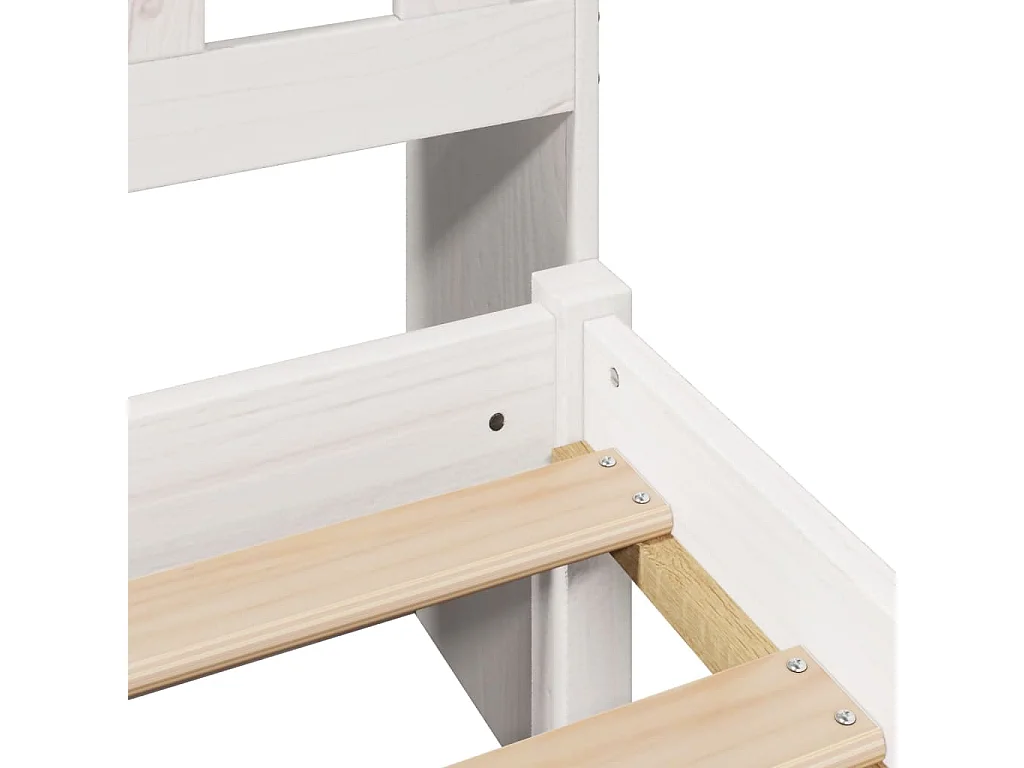 Lit bibliothèque sans matelas blanc 150x200 cm bois pin massif