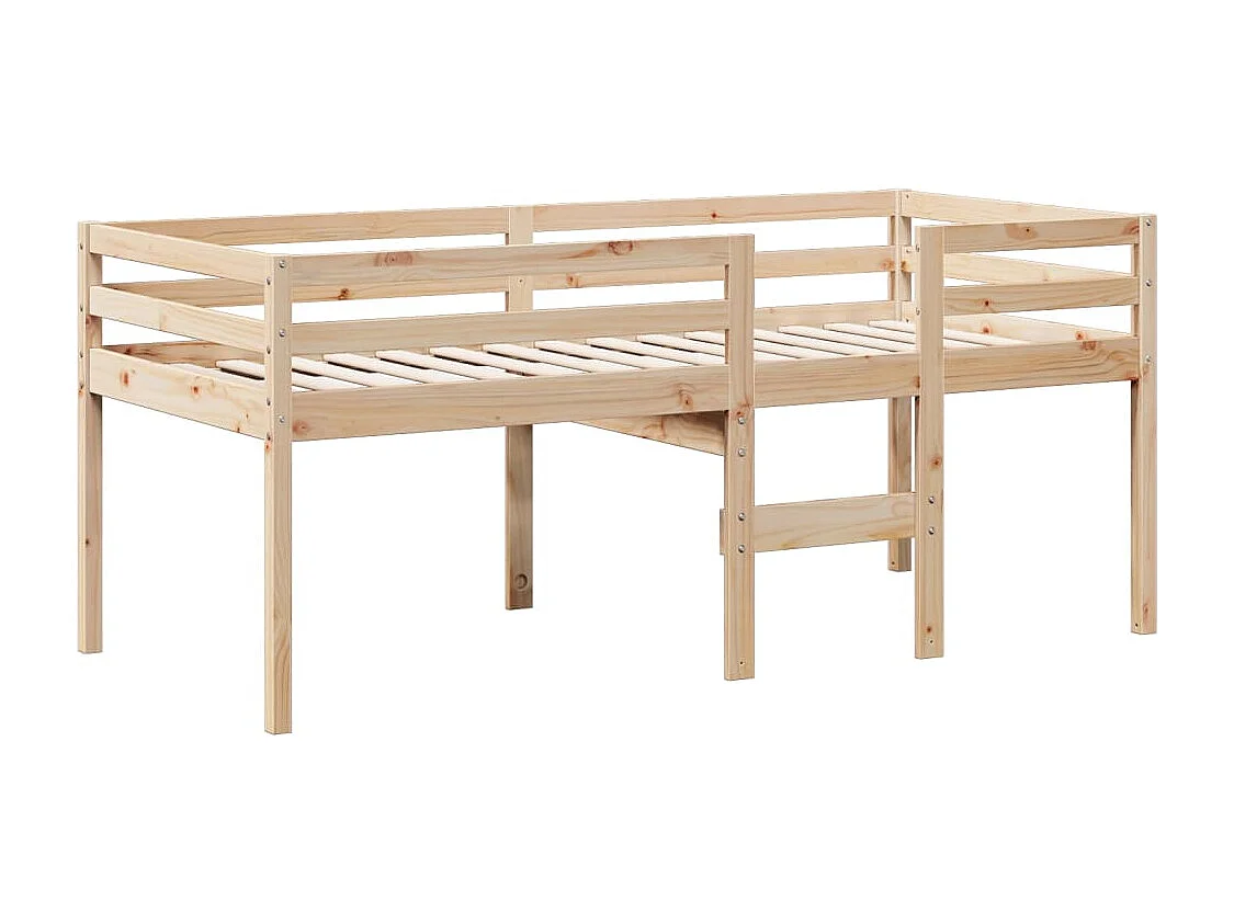 Cama alta con techo madera maciza de pino 90x200 cm