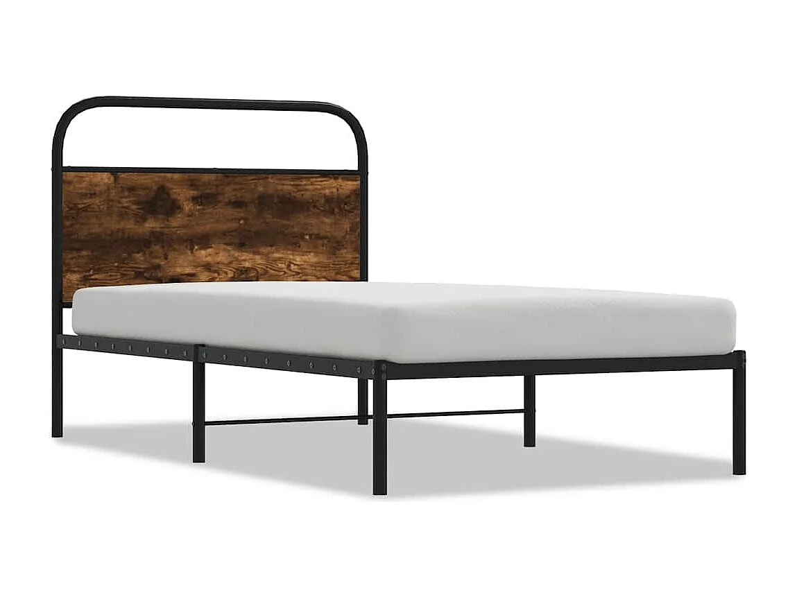 Estructura de cama sin colchón 100x200 cm madera roble ahumado