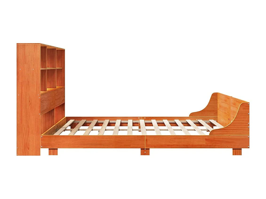 Cama sin colchón madera maciza de pino marrón cera 180x200 cm