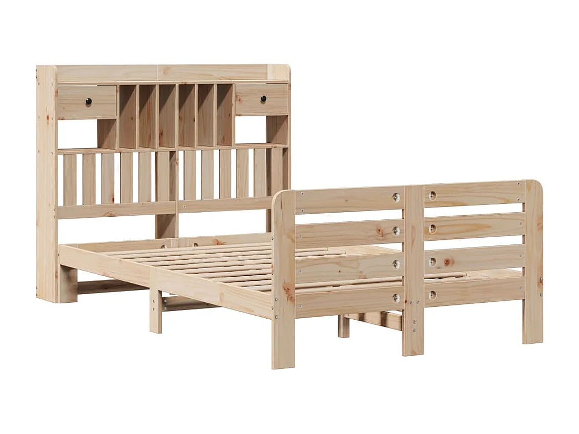 Lit bibliothèque sans matelas 135x190 cm bois de pin massif