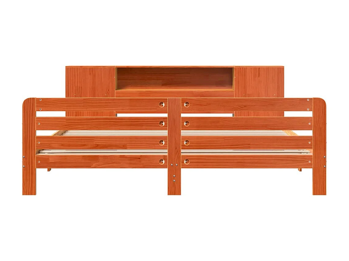 Cama sem colchão 200x200 cm pinho maciço castanho-mel