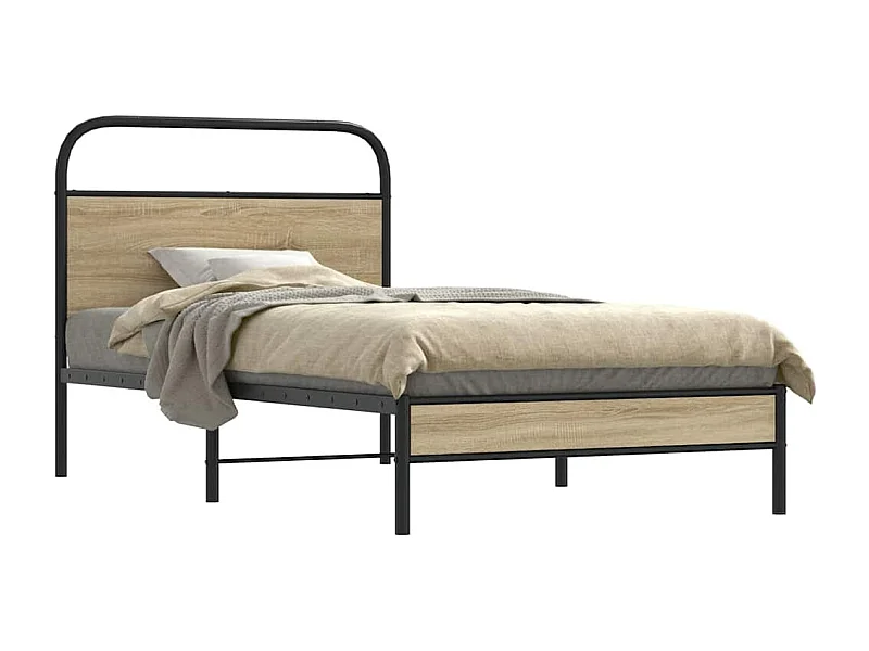 Estructura de cama sin colchón 90x200 cm madera roble ahumado